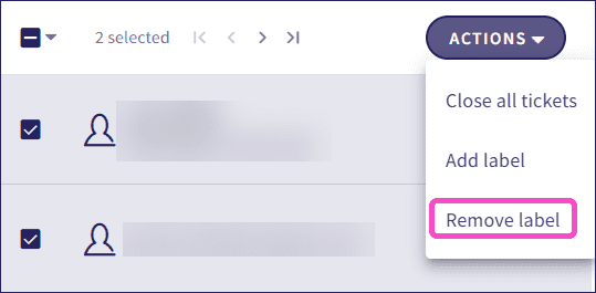 Actions button