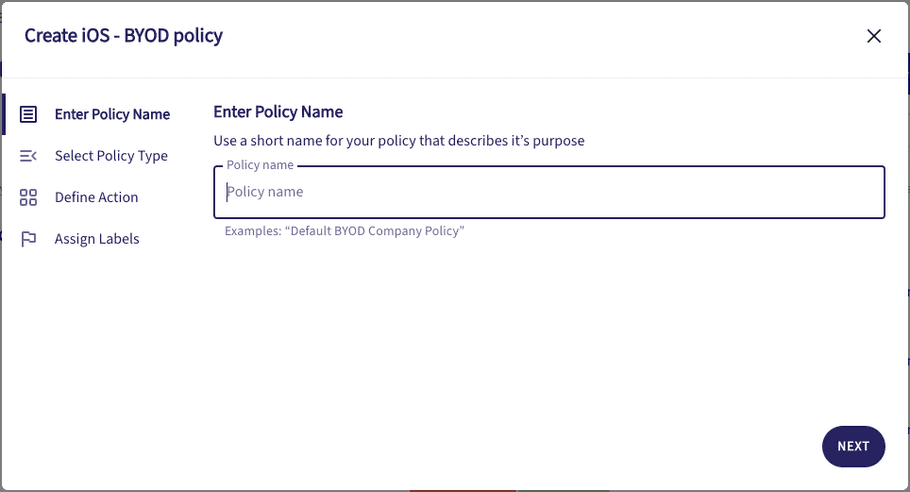 Adding a new iOS BYOD policy