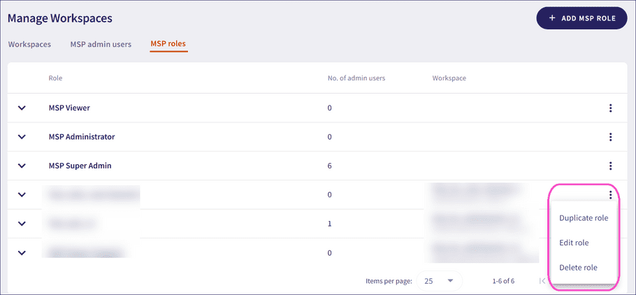 MSP roles manage