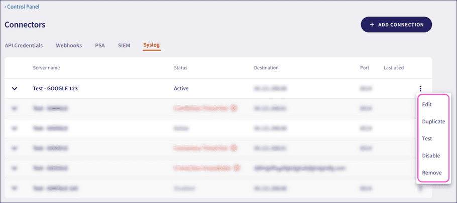 "Syslog manage"