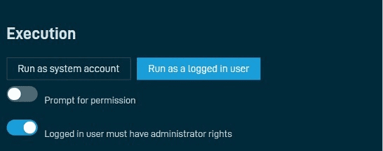 Choosing Run as logged in user