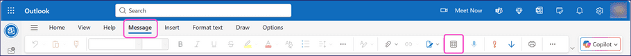 Apps option in Message ribbon