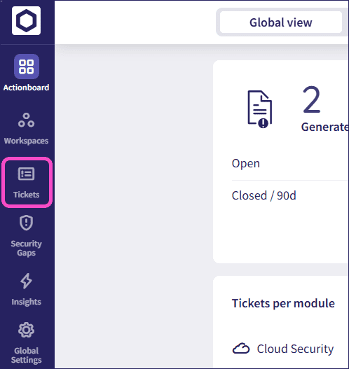 Global tickets log menu