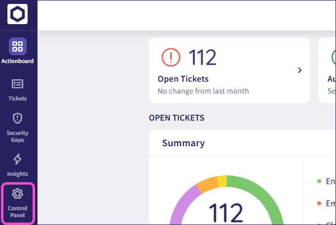 Control panel sidebar