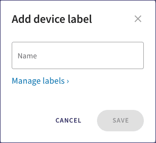 Add device label dialog