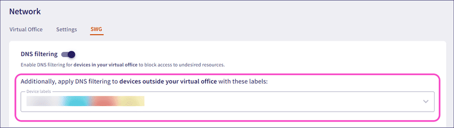 DNS filtering labels