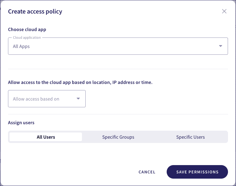 Create access policy dialog