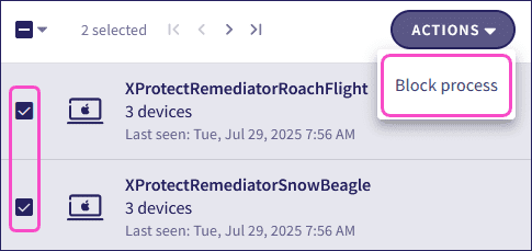 Mass block processes