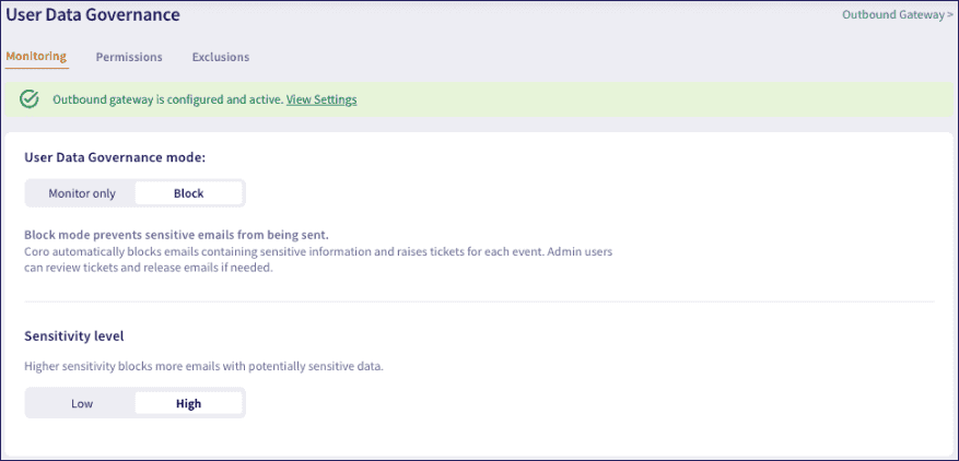 User Data Governance mode