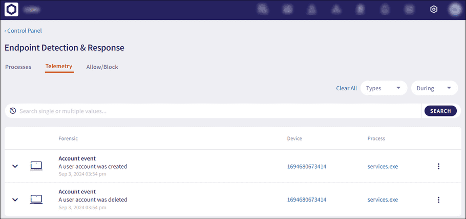 Telemetry page