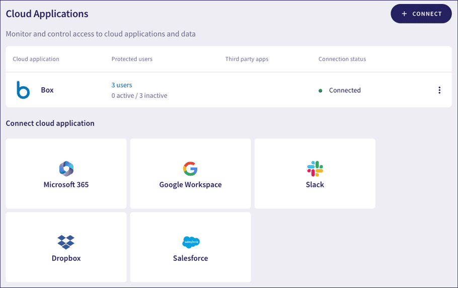 Cloud apps screen