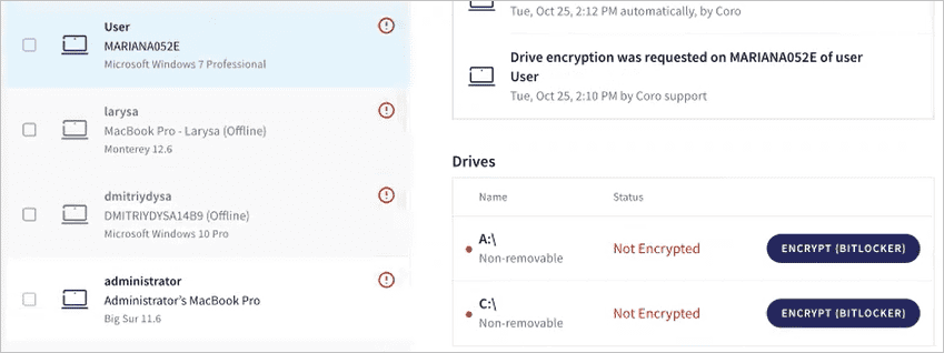 Drive encryption status