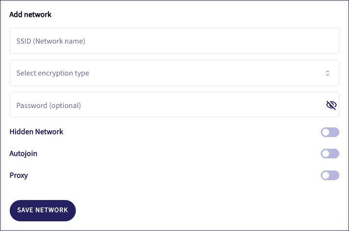Adding a Wi-Fi network configuration