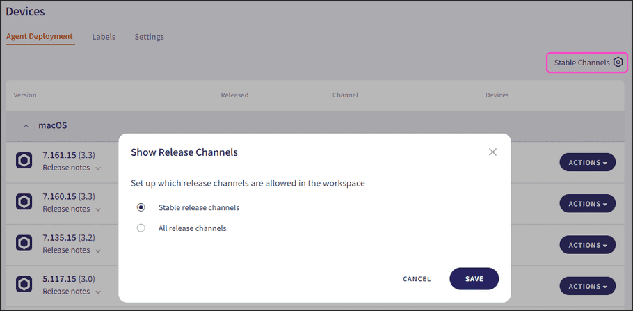 Release channels