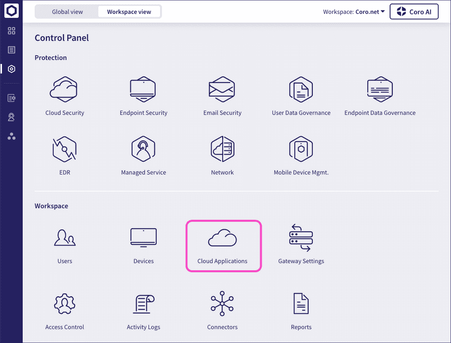 Cloud Applications icon in the Control Panel