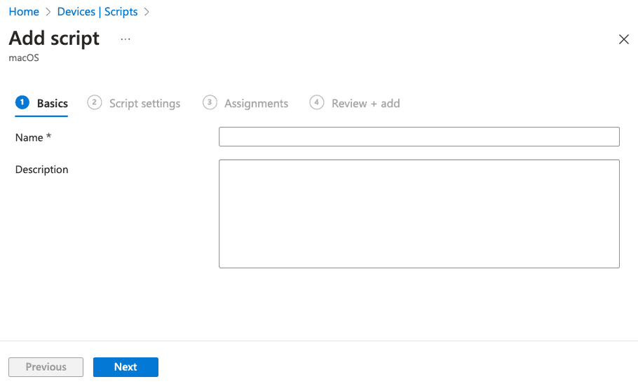 Add script dialog - Basics