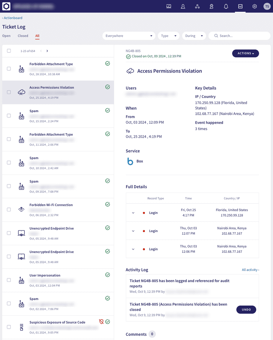 The Ticket Log