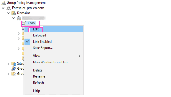 Group Policy Object edit