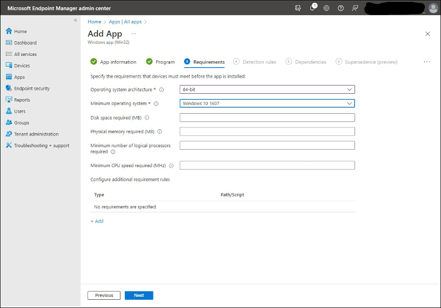 Requirements step