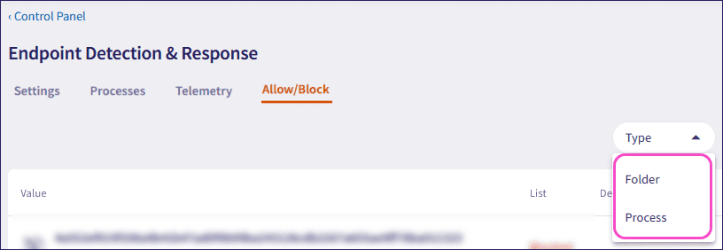 Search Allow/Block list