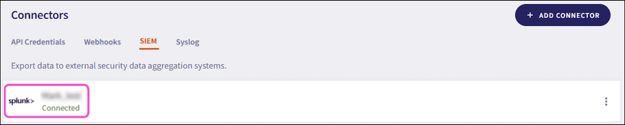 Successful Splunk connector configuration