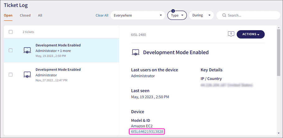 Device ID in ticket