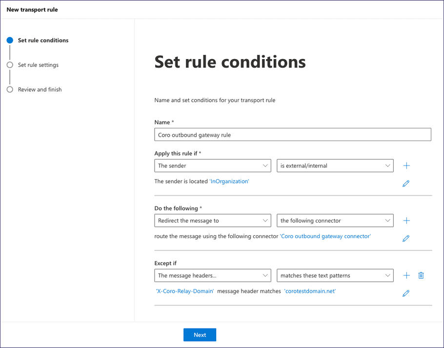 setting rule conditions