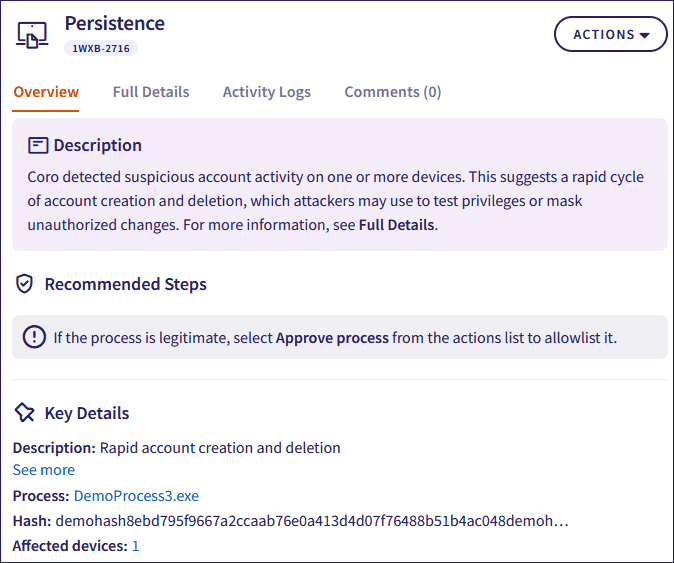 EDR ticket event details