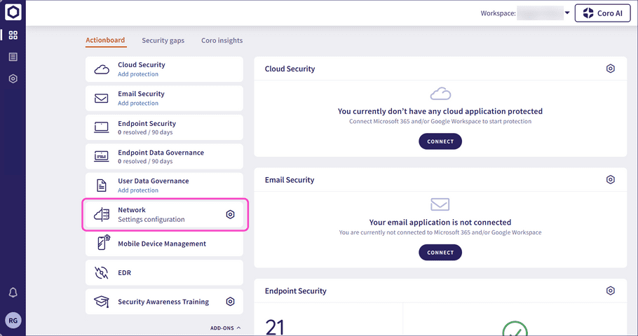 Network from Actionboard