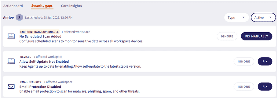 Security gaps page