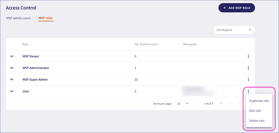 MSP roles manage