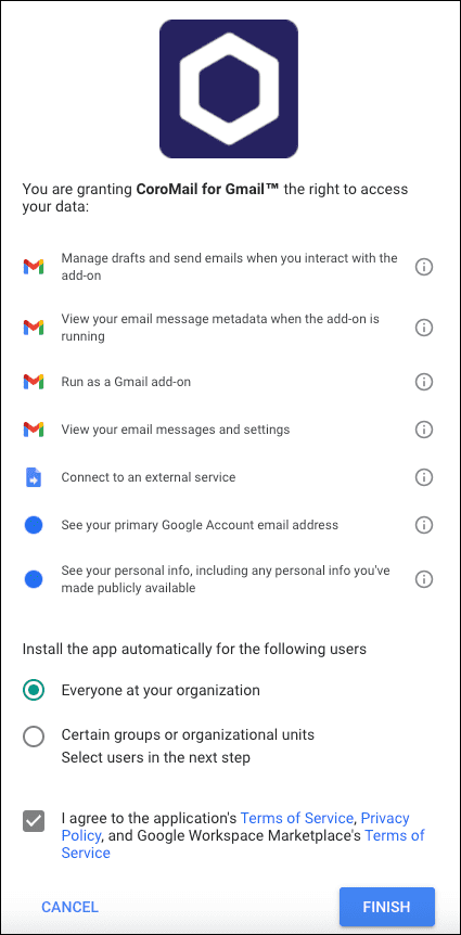 Google Workspace Marketplace's terms of service