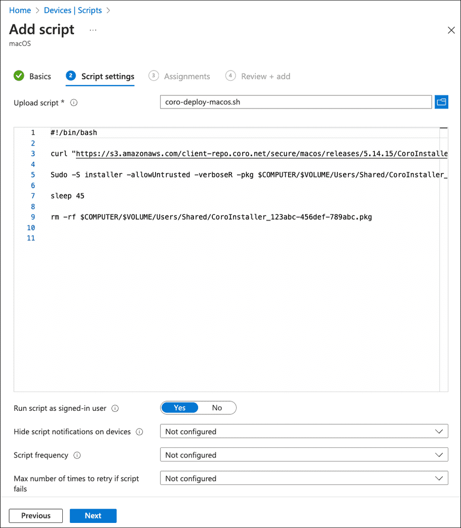 Add script dialog - Script loaded