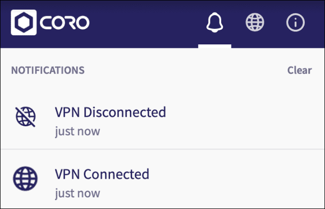 VPN connection status