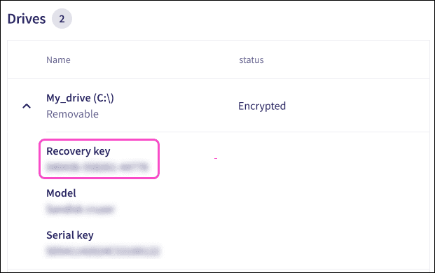 Recovery key