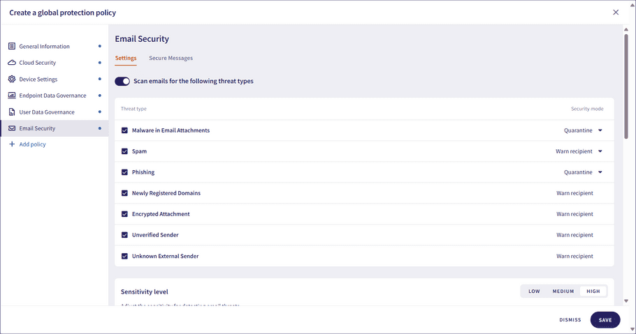 Email Security policy