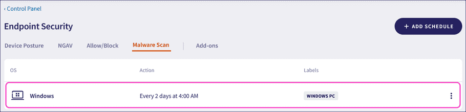 Scheduled scan added