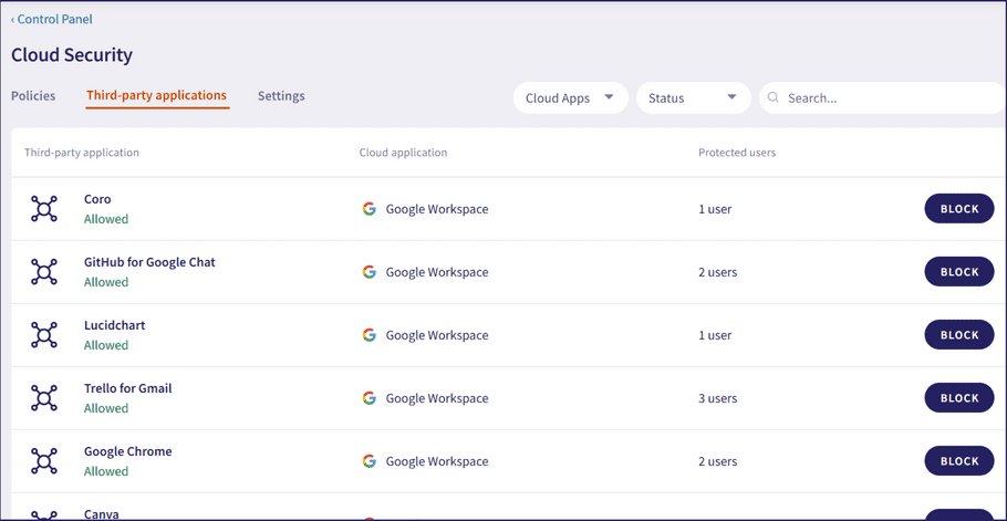 Third-party applications search
