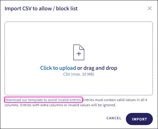 CSV template file link