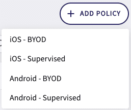 Selecting a device type for a new policy