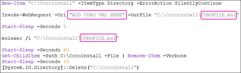 ConnectWise deployment script variables