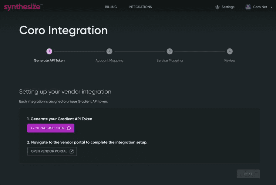 Coro integration page