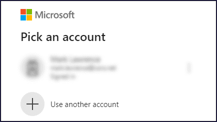 Select Microsoft 365 account