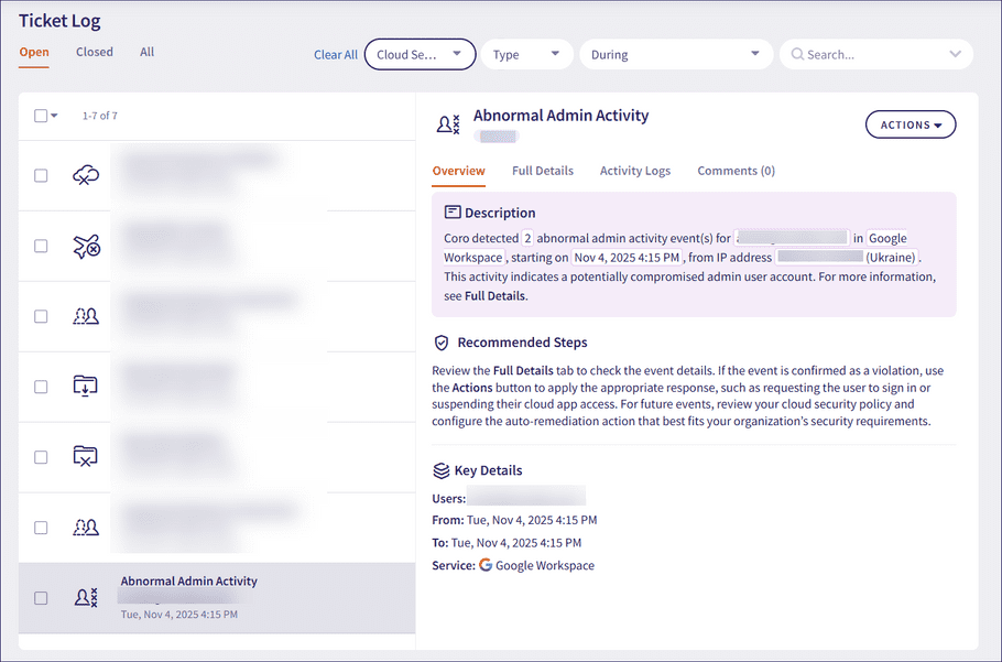 Abnormal Admin Activities