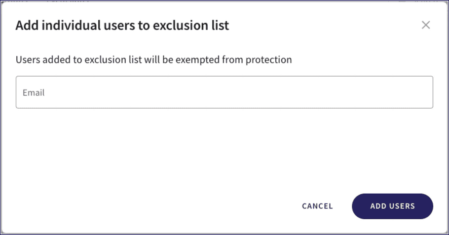 Add exclusion dialog