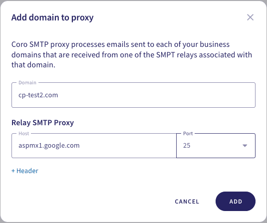 Adding your domain details