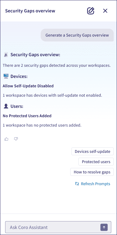 Security Gaps overview summary