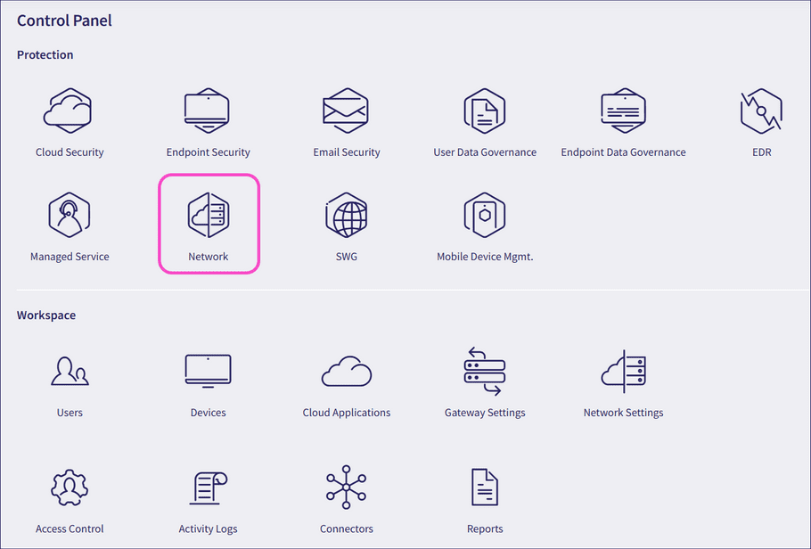 Control Panel Network icon