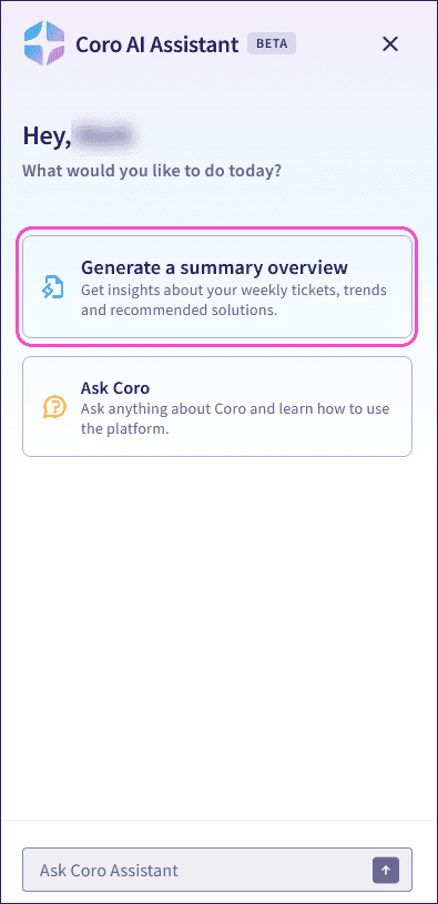 Coro AI ticket summary