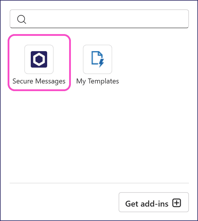 Apps dialog - select Secure Messages